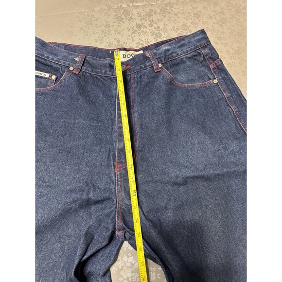 Y2K Boom X Red Outlined Hip Hop Jean Shorts Size 38 - Picture 9 of 12